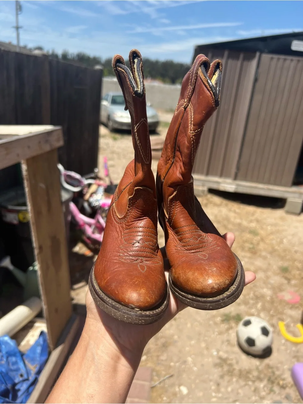 Tony Lama Vintage Cowboy Boots Childrens 7 Wedtern Texas Brown Boots Retro